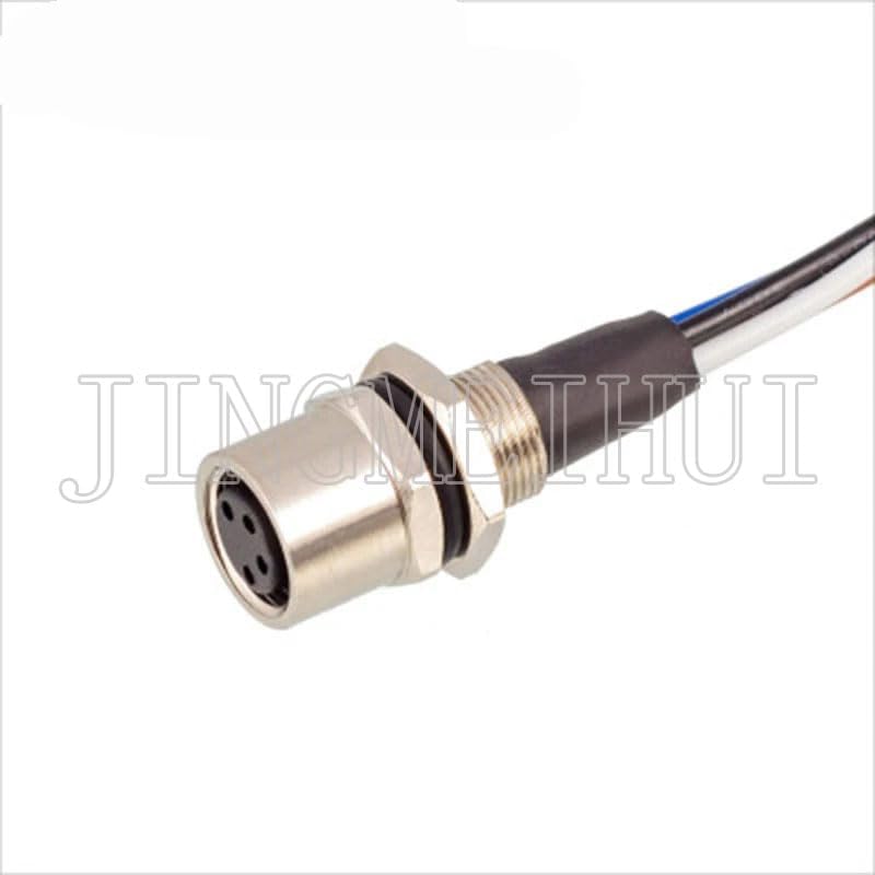 M8 With 30CM Cable Flange Socket 3 4 5 6 8 Pole Pin Electronic Cable Connection Board Front Board Rear Connector Waterproof IP67 - (Behind 8mm Female, Welding 30 cm cable, Pins: 3P A Type Pin)