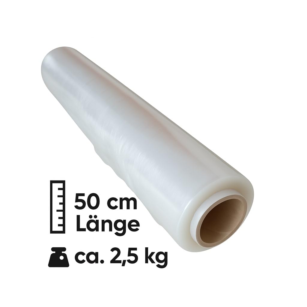 Stretchfolie Transparent 50cm 2,5 kg 23my Verpackungsfolie 6 Stück