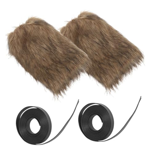 Calentadores de piernas vikingos ajustables unisex con piel sintética para disfraces invierno