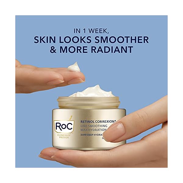 RoC Retinol Correxion Max Daily Hydration Anti-Aging Face Moisturizer with Hyaluronic Acid for Fine Lines, Dark Spots, Post-Acne Scars, Oil Free, Stocking Stuffers, 1.7 Ounces (Packaging May Vary)