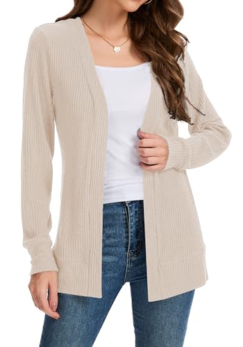 Women's Open Front Long Sleeve Cardigan Sweaters Business Casual Lightweight Outerwear Coats Fall Fashion Clothes3