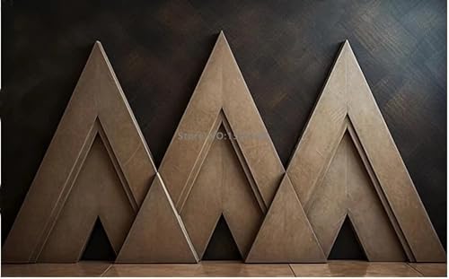 Papier peint auto-adhésif 3D motif géométrique marron rétro - 5