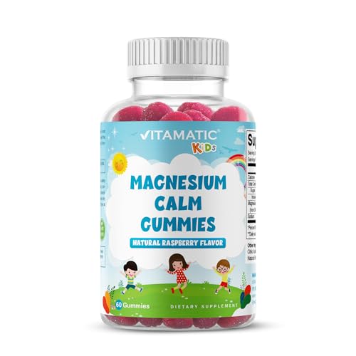 Vitamatic Kids Magnesium Calm Gummies - 60 Vegan Count - Great Tasting - Promote Healthy Muscle Bone & Energy Support