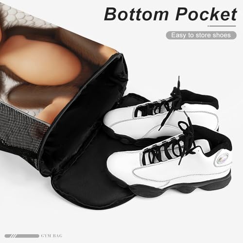 Waterproof Drawstring Gym Backpack with Shoe Compartment & Wet-Proof Pocket - Lightweight 28L Cute Monkey Sports Backpack Travel Workout String Bag for Yoga Swim4