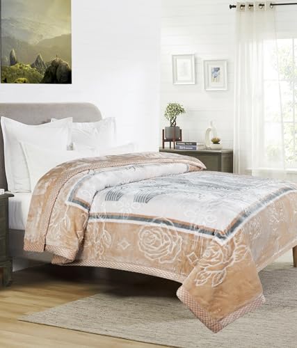 Image of Petals Dreams Blanket Double Bed for Mild Winter, 700 GSM, 2 Ply, Cloudy Mink Blanket (210x240 cm) (Symphony)