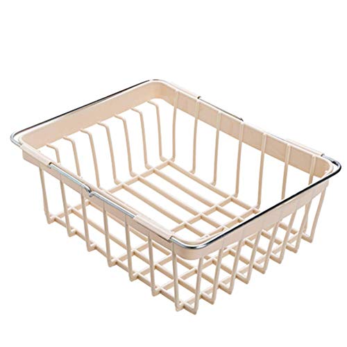 MBHHU Escurridor de Platos for encimera de Cocina, Juego de Bandeja y escurridor de Platos de plástico for Fregadero, escurridor de Platos, escurridor for Cubiertos y Cuencos (Grande)(Khaki)