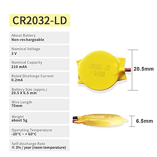 Eemb 10Pack 3V Cr2032 Cmos Battery With Wire Leads And Molex Connector Computer Replacement Battery For Alienware M11 Dell E6520 Thinkpad T40 #TOP1