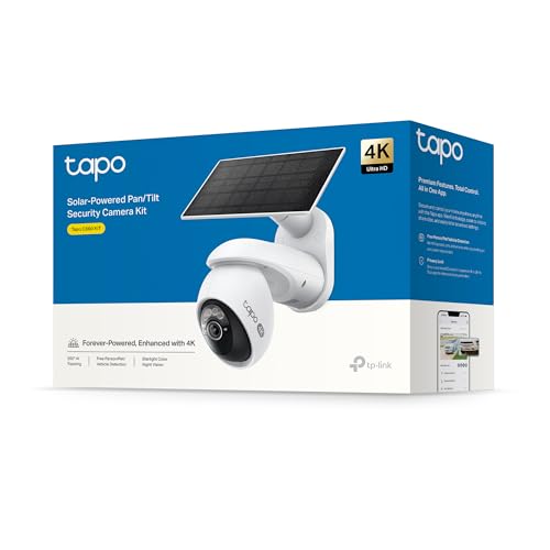 Tapo C660 KIT 4K 360° Solar Outdoor Surveillance Camera, Battery 10000 mAh, Colour Night Vision, Dual Band WiFi, AI Detection, Light & Sound Alarm, Local Storage via microSD H500 - 18
