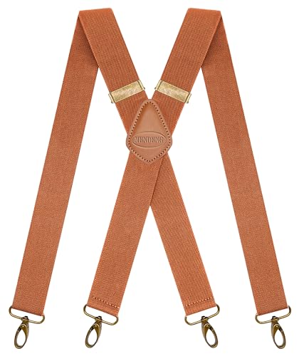 Image of MENDENG Suspenders for Men Heavy Duty Swivel Hooks Retro X-Back Adjustable Brace