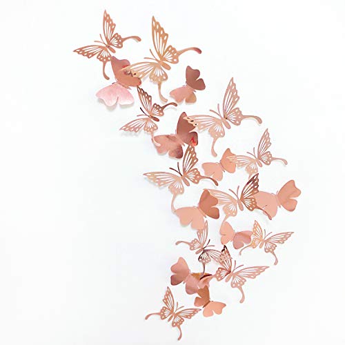 Vinilos decorativos mariposas 3D oro rosa 48 piezas