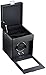 Wolf Heritage Single Winder with Storage, Black - Secure Fit with Patented Lock-in Dynamic Cuff - for Bigger, Heavier Watches - Vegan Leather & Glass Cover - Includes Universal Adapter