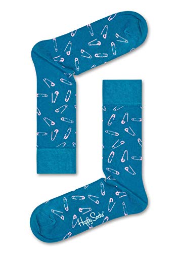Happy Socks, Colorful Premium Cotton Print Themed Socks for Men and Women, Pins, Blue, 10-13 Happy Socks, Colorful Premium Cotton Print Themed Socks for Men and Women, Pins, Blue, 10-13