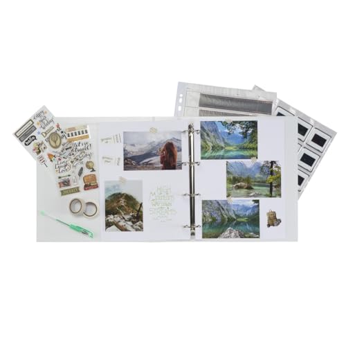 Hama Ordner, mit Schuber (passend z.B. für A4, 70mm Rückenbreite, Ringordner, Ringordner A4 4 Ringe, Organizer, Aktenordner, Ringbuchordner, für Portfolio, Büro, Dokumente, Fotos etc.) schwarz/grau