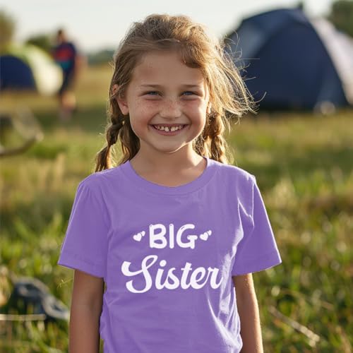 Image of Biggest /Bigger /Big Sister Shirt for Toddler Girls Cotton Short Sleeve Tshirts Announcement Outfits 2-10 Years