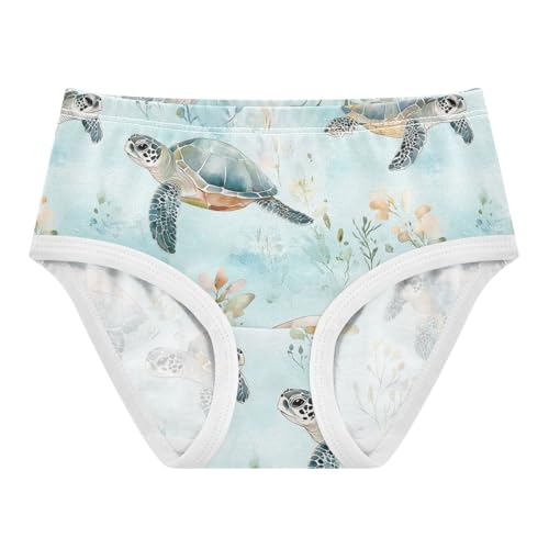 Wusikd Turtle Starfish Girls' Underwear Cotton Watercolor Girls Briefs Soft Toddler Underwear 2T