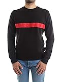 woolrich parka xl Gerippter Rundhalsausschnitt Woolrich Felpa Girocollo Nero Con Logo Rosso, XL, Nero