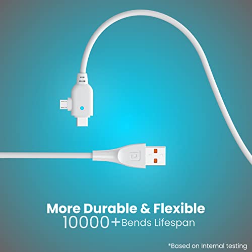 Image of Portronics Konnect Spydr 2 Multi-Functional Charging Cable (Type C + Micro USB) 3.0 A Output, PVC Material(White)