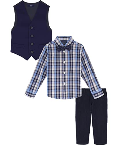 Image of IZOD Boys' 4-piece Formal Dress Up Suit Set, Vest, Pants, Collared Shirt, and Tie
