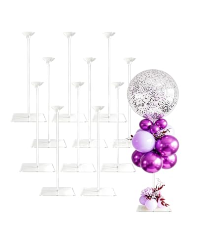 Image of 12 Pack Acrylic Balloon Stands for Table, Reusable Party Centerpiece Kits
