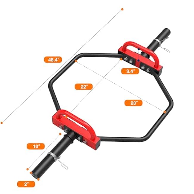 Hex Trap Bar 2-Inch Olympic Weightlifting Barbell,48.6 Deadlift Bar for Squats,Shrugs,Push-Ups,400Lbs Weight Capacit Suitable Home Gym Equipment Workouts for Beginners,Women,Men-Multiple Colors