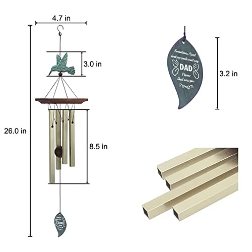 Image of ASTARIN Wind Chimes Personalized Hummingbird Butterfly Dragonfly, Small Memorial Wind Chimes Outdoor, Wind Chimes with 4 Square Tubes for Patio Home Yard Housewarming Hanging Decor,Bird Collection