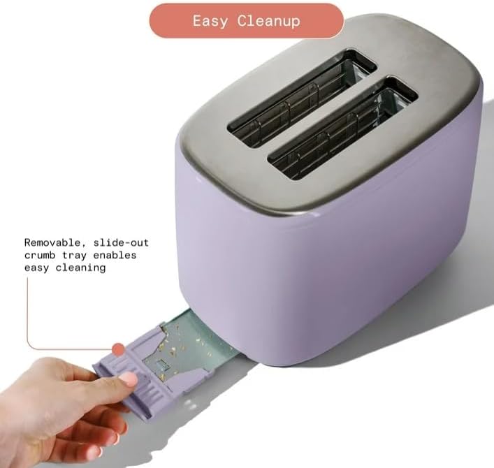 Beauti 2 Slices Toaster with Touch Activated Display, 900 W, Bagel/Frozen/Reheat Presets, Wide Slots, Easy Cleaning (Lavender)