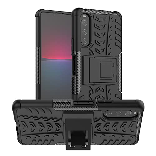 Wuzixi Coque pour Sony Xperia 10 IV. [Double Protection] 2 en 1 Cover avec Support AntichocAnti-Rayures Heavy Duty Flexible, Case pour Sony Xperia 10 IV Smartphone.Noir Cover
