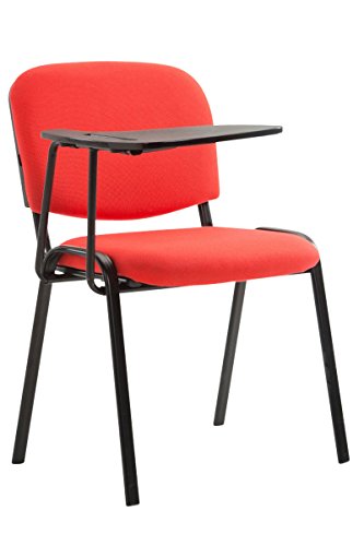 CLP Silla Confidente Ken con Brazo Extensible para Escritura I Silla con Pala Flexible para Apuntes I Silla de Conferencia en Tela I Color:, Color:Rojo