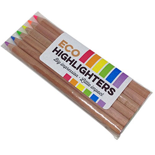 Stubby Pencil Studio Eco Highlighter Pencils - Set Of 6 Jumbo Size Neon Colors - Bible Highlighters - Wooden Highlighters Will Not Bleed Or Dry Out #TOP3