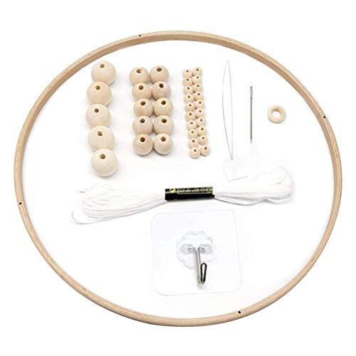 HEEPDD DIY Wooden Mobile Frame for Crafts, Wood Mobile Hanger Kit, Wind Chimes Room Decor, Hanging Craft Supplies for Children, Nursery, Home Gift (24cm Round)
