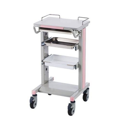 ロアス 電子カルテワゴン ホワイトグレー&ピンク RKW-302