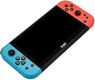 New X80 bluered Handheld Game Console 16gb Build in Many Games 7 inch HD Output Retro Game Support TV Playing Games Gameboy Birthday Gift for Adults