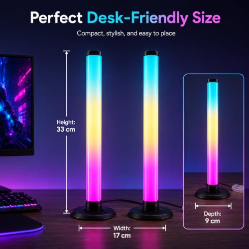 Image of One94Store RGB LED Gaming Light Bars (2 PCS) | Smart Ambient Lights with App, Remote & Button Control | Music Sync | Dimmable Color Changing Light for TV, PC, Gaming Room, Bedroom & Party Decor