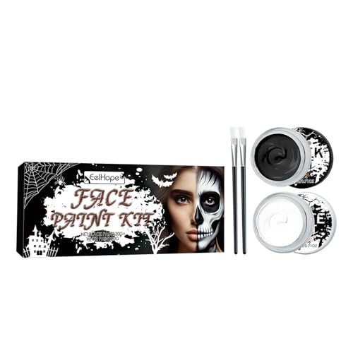 Black & White Face Paint Set - Halloween Full Coverage Face Painting Special Effects Makeup Kit - Skeleton Ghost Joker Clown Skull Corpse Cosplay Costume Accessories Kit Full Coverage stick Paints