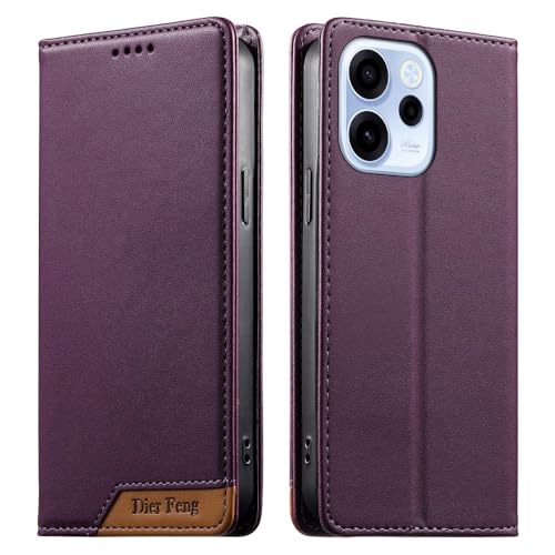 Étui en cuir premium bordeaux pour OPPO Reno 14 Pro 5G housse protection clapet chic