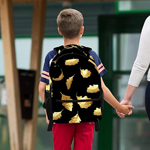 Sac à dos feuilles dorées ergonomique avec trousse pour le collège - 6
