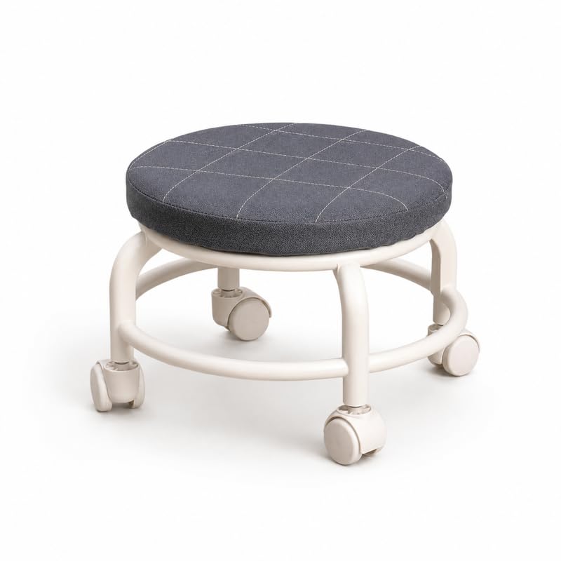 Cyrox Rolling Ottoman Stool | Low Rolling Stool with 360°Swivel Wheels - Sturdy Footrest Movable Mini Stools | Ideal for Dressing Table Living Room Bedroom (1Pcs)-image-45