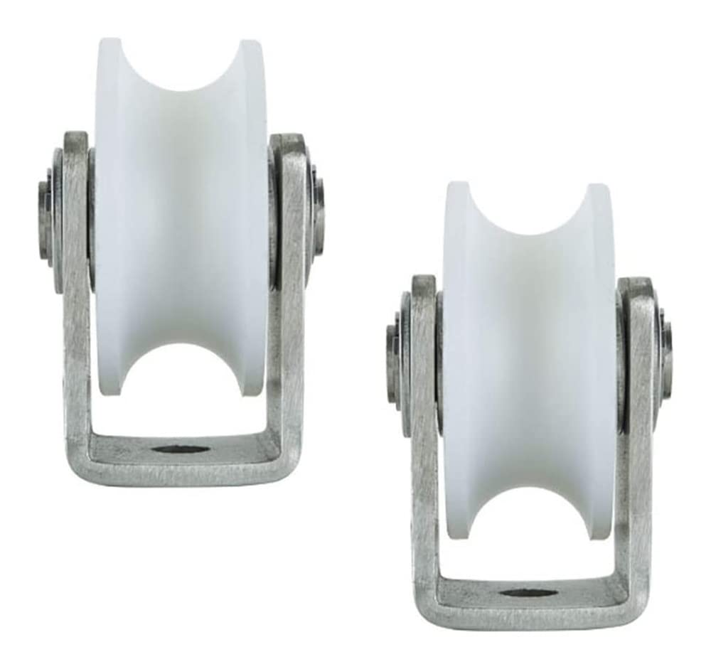 BAtlam Bürorollen Nylon-Rillenrad, Schiebetor-Laufrolle mit Halterung aus Edelstahl 304, starre Schwerlastrollen, für umgekehrte Schiene, Industriekarren, Drahtseilschienenrollen (Farbe: V-ty (U typ