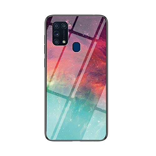 MadBee Funda para Samsung Galaxy M31 [con Protector de Pantalla],9H Cristal Templado [Cielo Estrellado] + Borde de TPU Silicona Suave Fundas Case Cover (Cielo Estrellado Color)