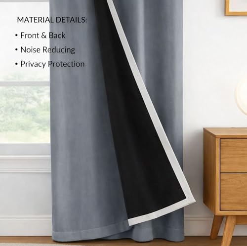 Image of 100% Blackout Curtains for Window- 6 Feet (Pack of 1) | Black Back Coated Fabric |Heat & Noise Insulation | Eyelet Curtains for Living Room & Bedroom |Grey