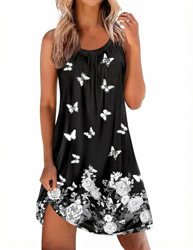 Image of Ekouaer Nightgowns for Women Sleeveless Sleepwear Tank Pleated Sleep Shirt