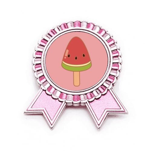 Badge broche pastèque givrée en métal rose de taille moyenne comme médaille de prix