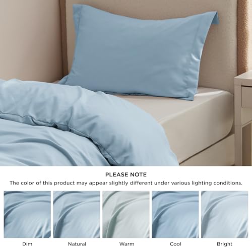Image of Bedsure Twin /Twin XL Duvet Cover, Double Brushed Bedding Set, Baby Blue | For Kids & Adults, 68 inchx90 inch Comforter Cover, Hotel Luxury, All Season, Breathable, Easy Care, Lightweight, Zipper Closure