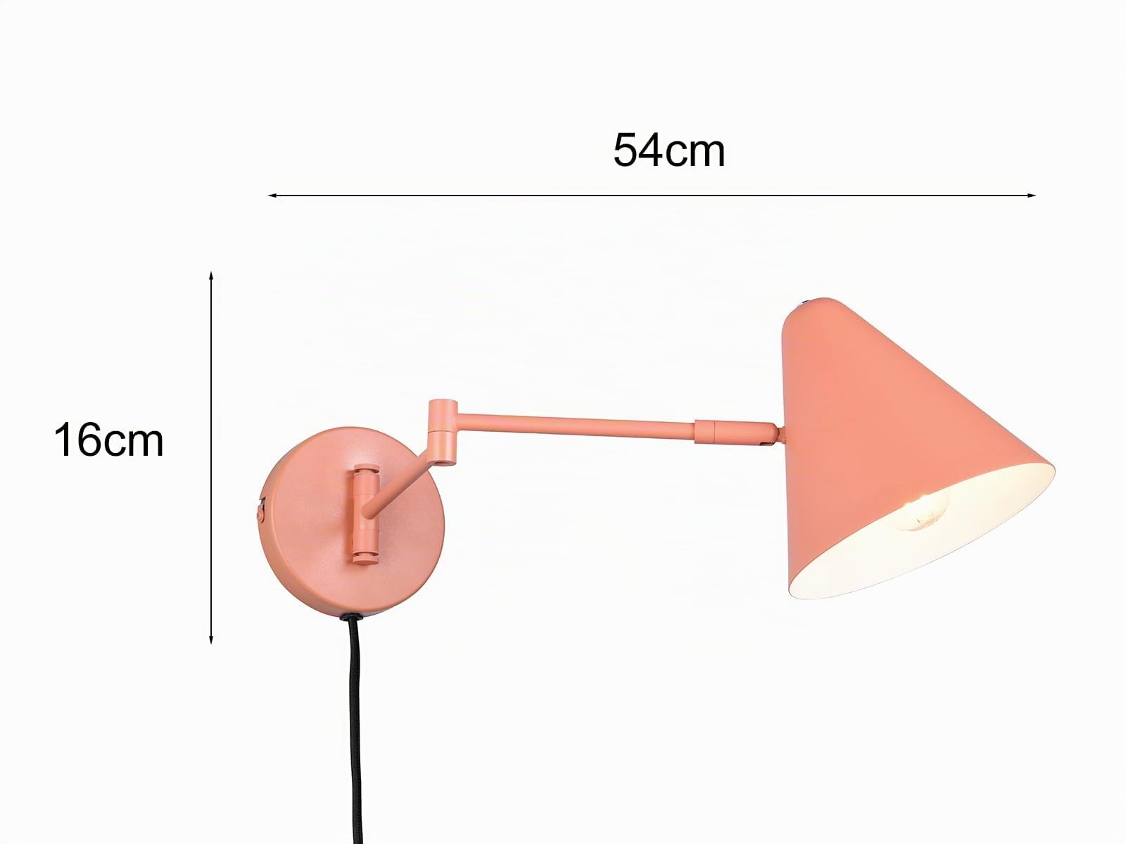 meineWunschleuchte Wandleuchte mit Schwenkarm, Stecker und Schalter, Metall Apricot, Höhe 16cm