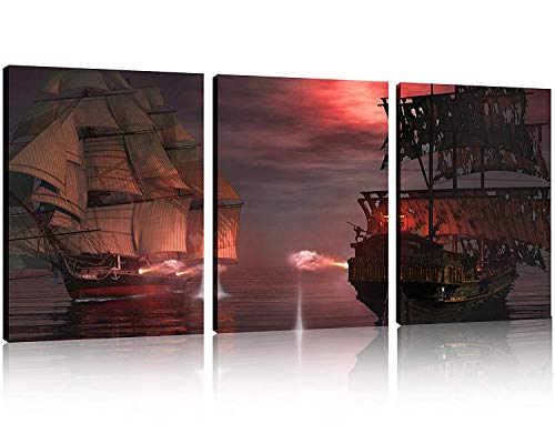 TutuBeer 3 Panels Pirate Ship Decor Canvas Print Ready to Hang 12
