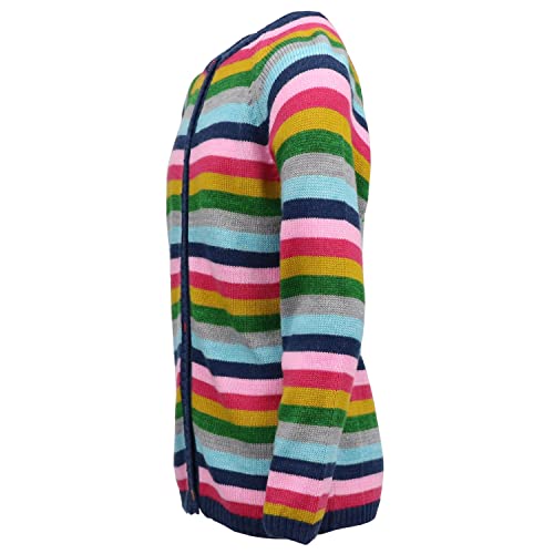 Girls Long Sleeve Stripe Knit Button Up Crewneck Cardigan Sweater2