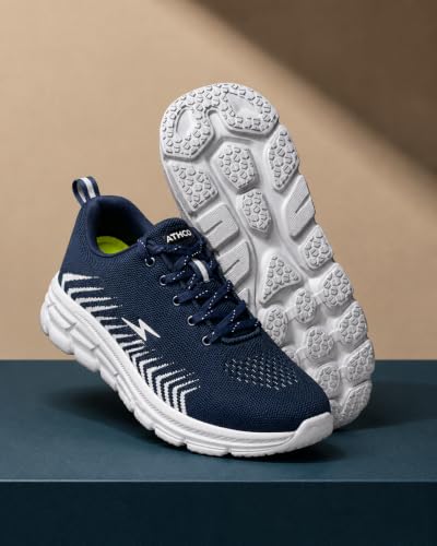 Image of Mens Running Shoes for Man Comfortable Men's Sports Shoes with Memory Foam Cushioned Insole Sports Shoes for Men Running Walking Lightweight Gym Shoe for Men Comfortable Stylish & Casual Walking ATHCO Shoe for Man Anti Slip Gym Footwear