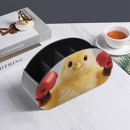 Support de télécommande en cuir jaune à 5 compartiments pour table basse - 7