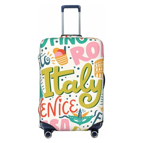 Spandex Travel Luggage Cover Suitcase Protector Bag,Around The World Italy Dust-Proof Fits 18-32 Inch Luggage, Baggage Covers For Kid And Adult,Large