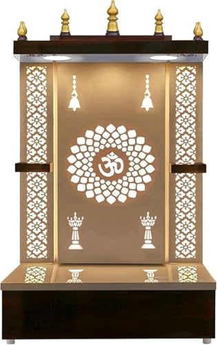 Temple Puja Mandir en bois blanc mural et table 45x30cm